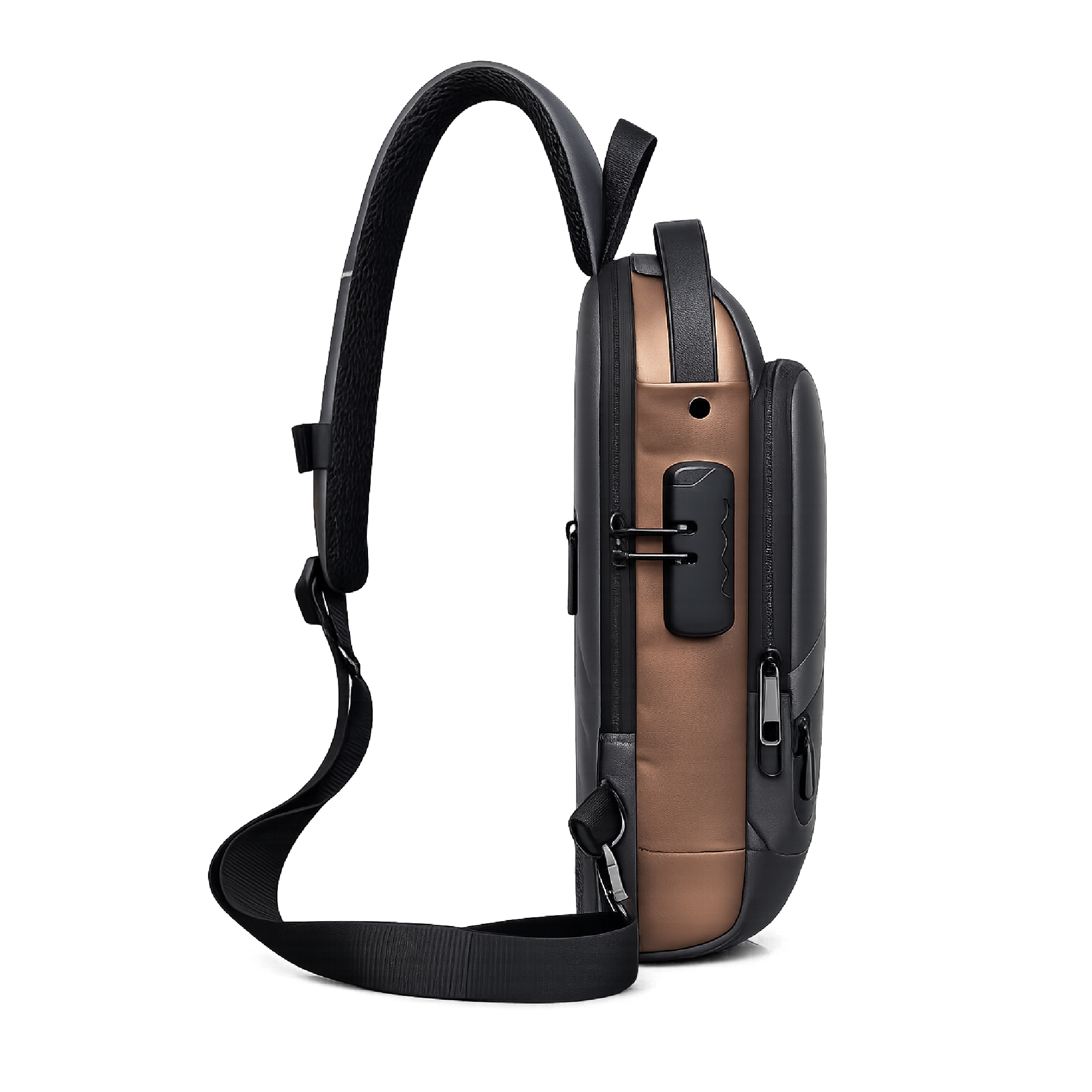 Vista 9 de Bolso Mini USB Cargador Hombre Antirrobo - COLOR: NEGRO